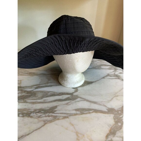 Black Ribbon Woven Wide Brim Sun Hat One Size - Picture 5 of 7